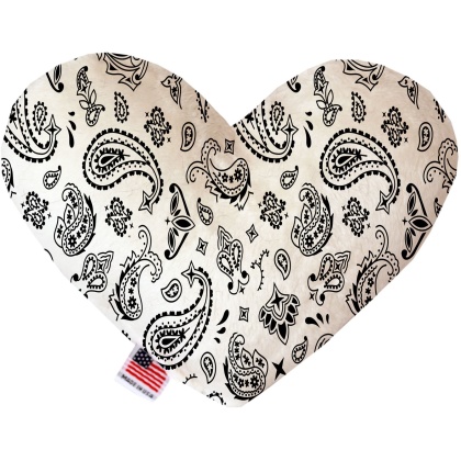 White Western 6 Inch Canvas Heart Dog Toy