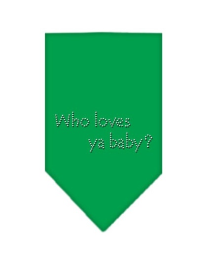 Who Loves Ya Baby Rhinestone Bandana Emerald Green Large