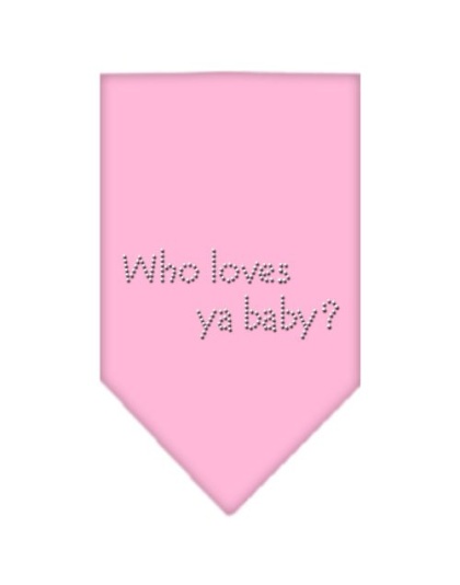 Who Loves Ya Baby Rhinestone Bandana Light Pink Large