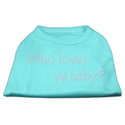 Who Loves Ya Baby? Rhinestone Shirts Aqua L