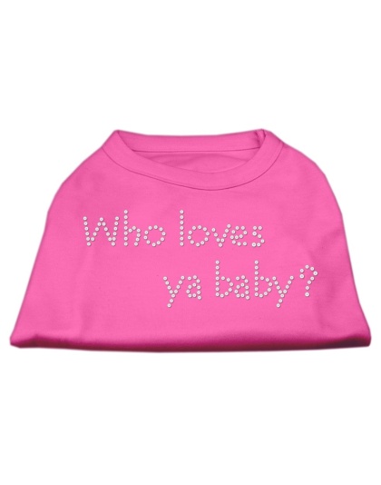 Who Loves Ya Baby? Rhinestone Shirts Bright Pink L