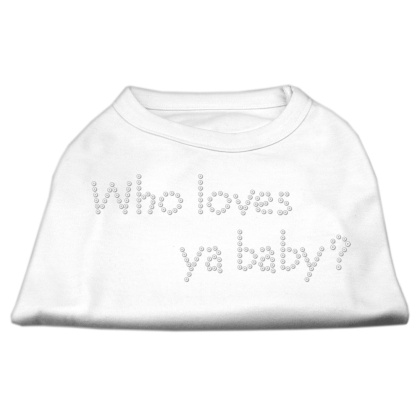 Who Loves Ya Baby? Rhinestone Shirts White L