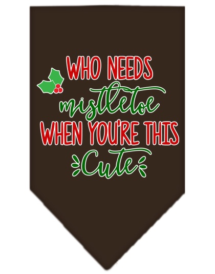 Who Needs Mistletoe Screen Print Bandana Cocoa Large