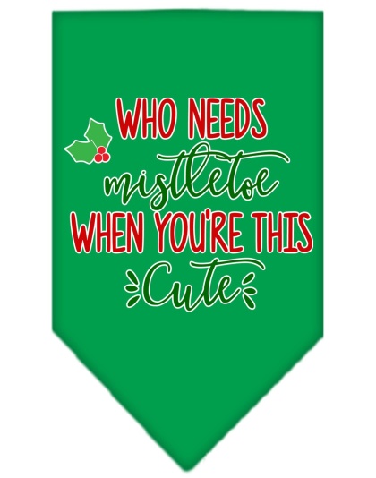 Who Needs Mistletoe Screen Print Bandana Emerald Green Large