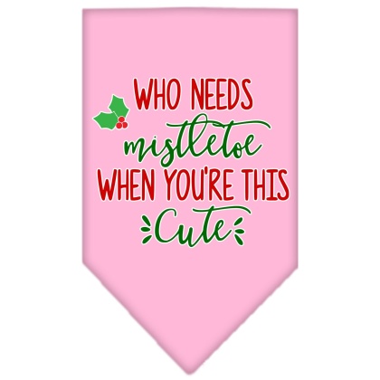 Who Needs Mistletoe Screen Print Bandana Light Pink Large