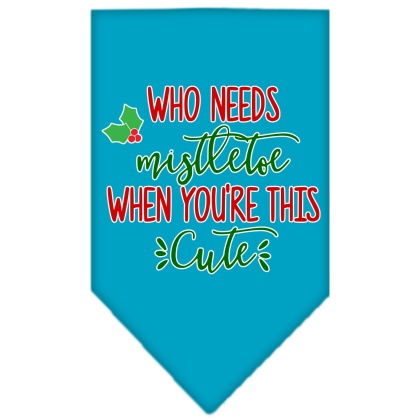 Who Needs Mistletoe Screen Print Bandana Turquoise Large