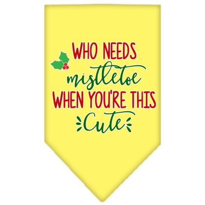 Who Needs Mistletoe Screen Print Bandana Yellow Large