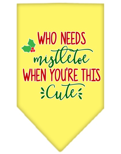 Who Needs Mistletoe Screen Print Bandana Yellow Large