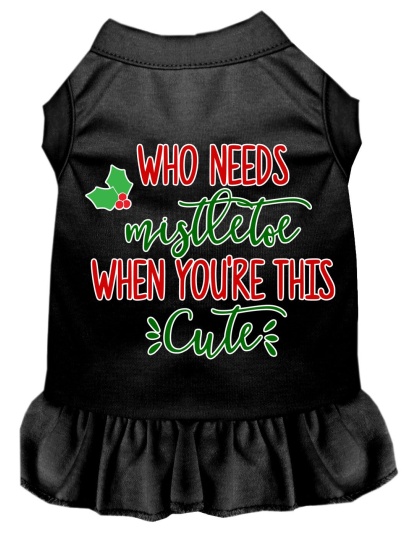 Who Needs Mistletoe Screen Print Dog Dress Black 4X