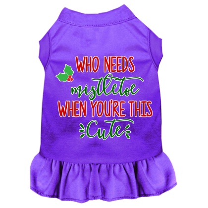 Who Needs Mistletoe Screen Print Dog Dress Purple 4X