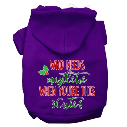 Who Needs Mistletoe Screen Print Dog Hoodie Purple L