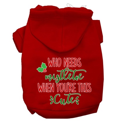 Who Needs Mistletoe Screen Print Dog Hoodie Red L