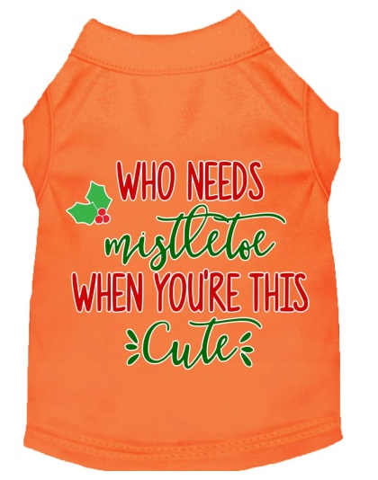 Who Needs Mistletoe Screen Print Dog Shirt Orange Lg