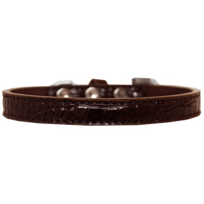 Wichita Plain Croc Dog Collar Chocolate Size 10