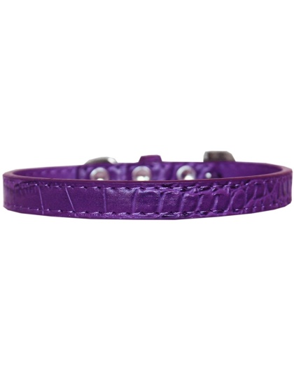 Wichita Plain Croc Dog Collar Purple Size 10