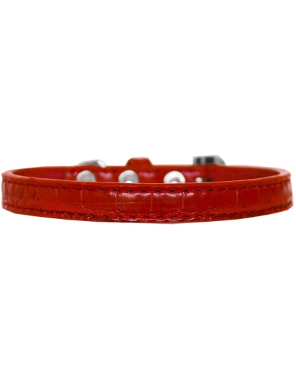 Wichita Plain Croc Dog Collar Red Size 10