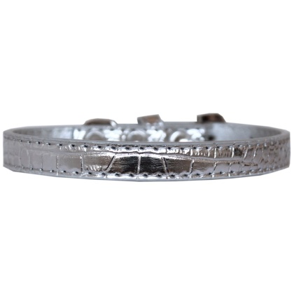 Wichita Plain Croc Dog Collar Silver Size 10