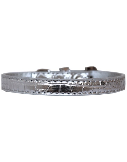 Wichita Plain Croc Dog Collar Silver Size 10