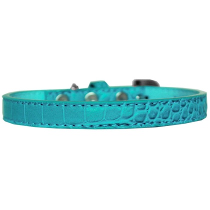 Wichita Plain Croc Dog Collar Turquoise Size 10