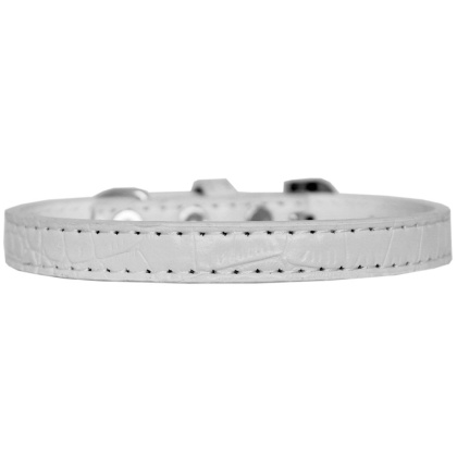 Wichita Plain Croc Dog Collar White Size 10