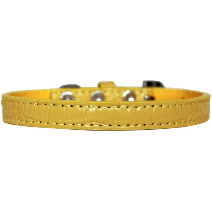 Wichita Plain Croc Dog Collar Yellow Size 10