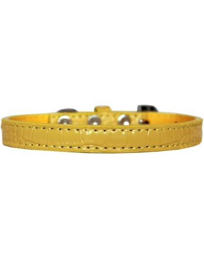 Wichita Plain Croc Dog Collar Yellow Size 10