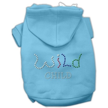 Wild Child Rhinestone Hoodies Baby Blue L