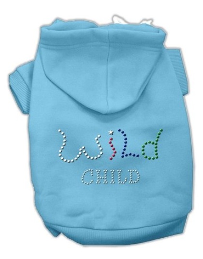 Wild Child Rhinestone Hoodies Baby Blue L