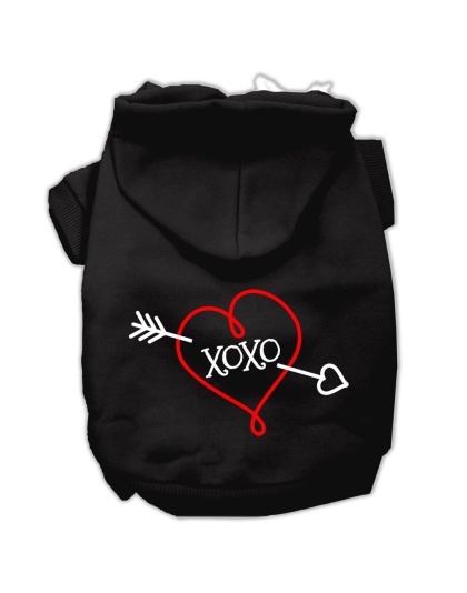 XOXO Screen Print Pet Hoodies Black Size Lg