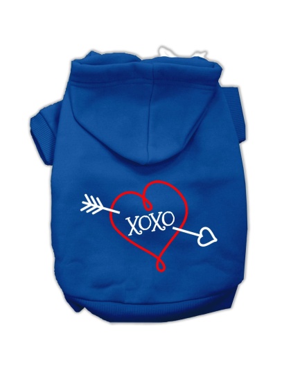 XOXO Screen Print Pet Hoodies Blue Size Lg