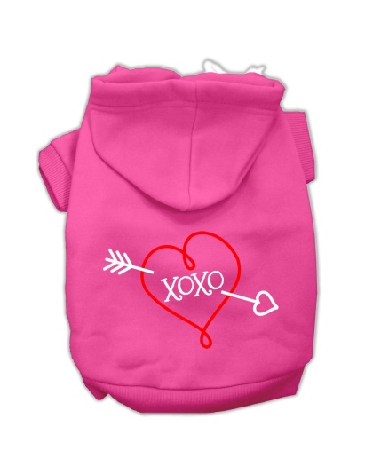 XOXO Screen Print Pet Hoodies Bright Pink Size Lg