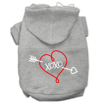 XOXO Screen Print Pet Hoodies Grey Size Lg