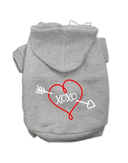 XOXO Screen Print Pet Hoodies Grey Size Lg