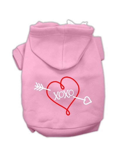 XOXO Screen Print Pet Hoodies Light Pink Size Lg