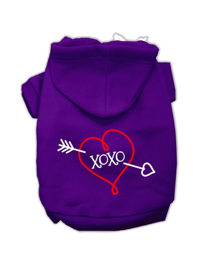 XOXO Screen Print Pet Hoodies Purple Size Lg