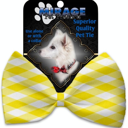 Yellow Plaid Pet Bow Tie