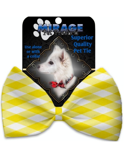 Yellow Plaid Pet Bow Tie