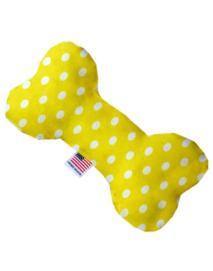 Yellow Polka Dots 10 inch Canvas Bone Dog Toy