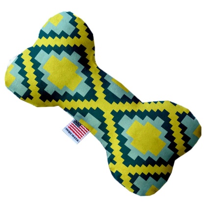 Yellow Southwest 10 inch Canvas Bone Dog Toy