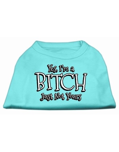 Yes I'm a Bitch Just not Yours Screen Print Shirt Aqua Lg