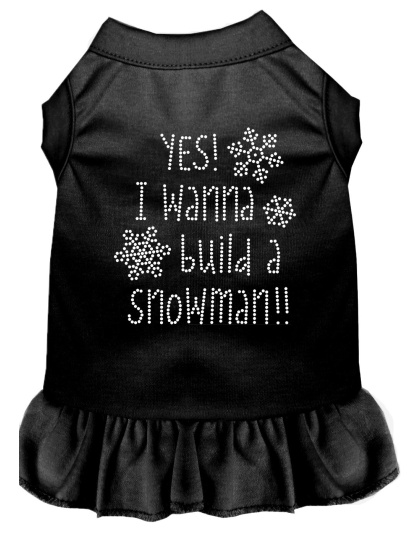 Yes! I want to Build a Snowman Rhinestone Dog Dress Black 4X