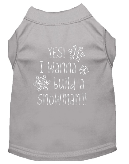 Yes! I want to build a Snowman Rhinestone Dog Shirt Grey Lg