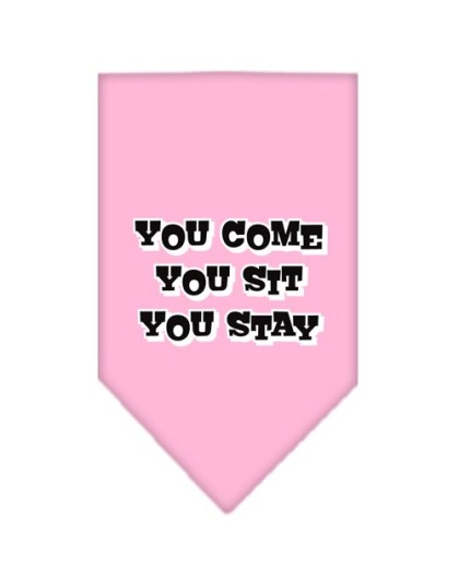 You Come, You Sit, You Stay Screen Print Bandana Light Pink Large