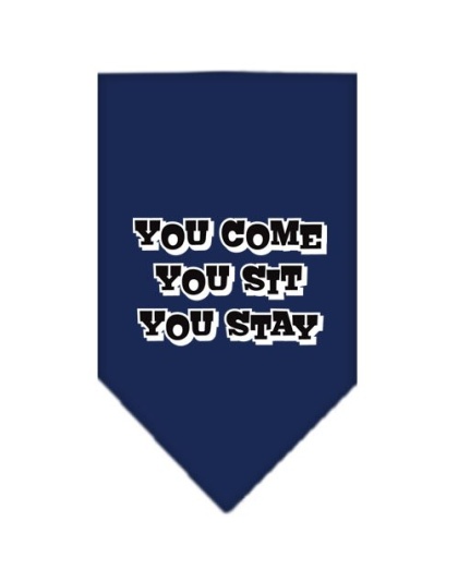 You Come, You Sit, You Stay Screen Print Bandana Navy Blue large