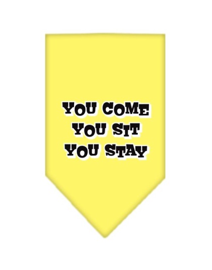 You Come, You Sit, You Stay Screen Print Bandana Yellow Large
