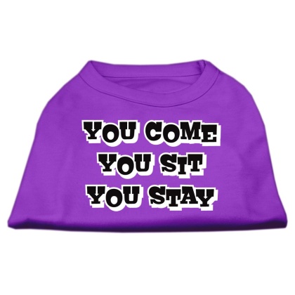 You Come, You Sit, You Stay Screen Print Shirts Purple L