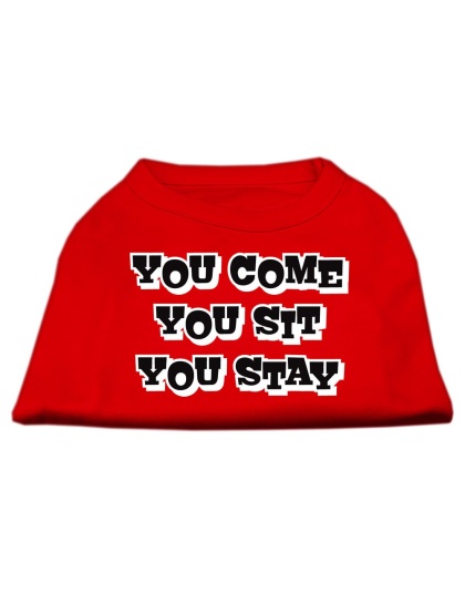 You Come, You Sit, You Stay Screen Print Shirts Red L