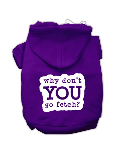 You Go Fetch Screen Print Pet Hoodies Purple Size Lg
