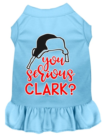 You Serious Clark? Screen Print Dog Dress Baby Blue 4X