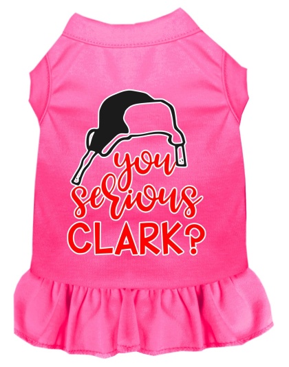 You Serious Clark? Screen Print Dog Dress Bright Pink 4X